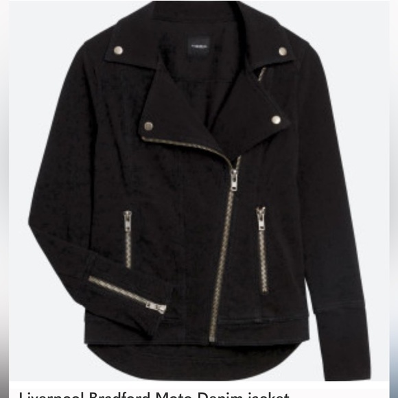 Liverpool Jackets & Blazers - Liverpool Black Moto Jean Jacket with Silver Hardware